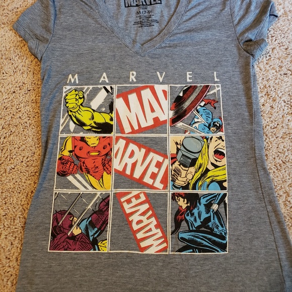 Marvel Tops - EUC Marvel Thor & Iron Man comic strip tshirt